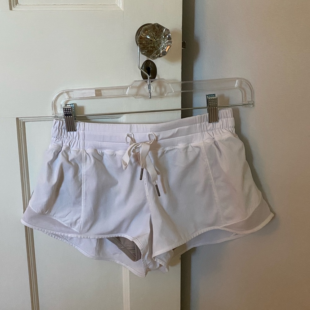 White Lululemon athletic shorts